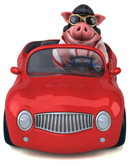 Fun 3D cartoon illustration of a pig rocker