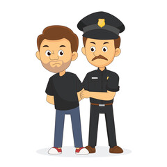 Illustration Man Wearing Police Uniform Smiling