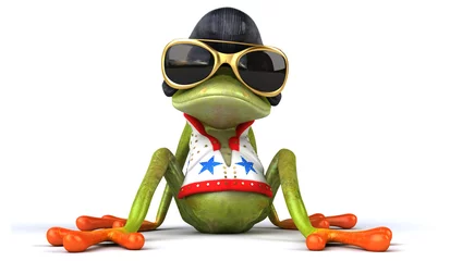 Foto op Canvas Fun 3D cartoon illustration of a frog rocker © Julien Tromeur