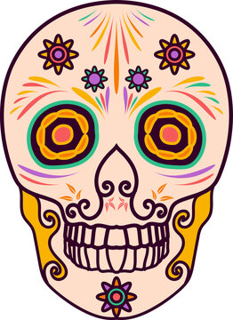 abstract floral cute skull illustration design