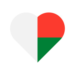 Madagascar vector flag heart on white background