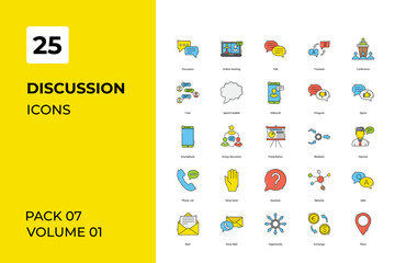 Discussion icons collection. Set vector line with elements for mobile concepts and web apps. Collection modern icons.