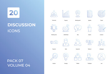 Discussion icons collection. Set vector line with elements for mobile concepts and web apps. Collection modern icons.