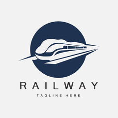 Train Logo Design. Fast Train Track Vector, Fast Transport Vehicle Illustration