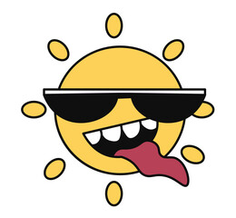 Sun wearing sunglasses sticking out tongue sticker