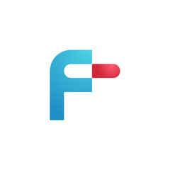 Capsule, pill and drug with letter f logo
