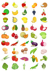 Set of fruits and vegetables.