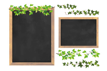 Tableau sale frotté. Tableau noir réaliste avec cadre en bois isolé sur fond blanc. Tableau d'école vide pour le menu de la classe ou du restaurant. Tableau noir de modèle pour la conception