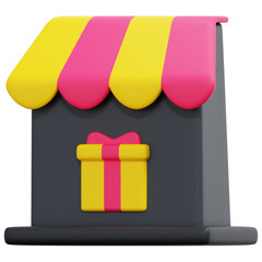 gift shop 3d render icon illustration