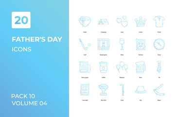 Fathers day icons collection. Set vector line with elements for mobile concepts and web apps. Collection modern icons.