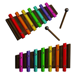 xylophone isolated on transparent background - 3d render illustration