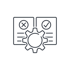 Advantages and disadvantages of technology. Vector linear icon isolated on white background.