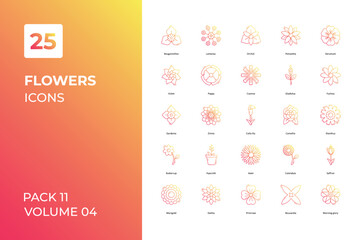 Flowers icons collection. Set vector line with elements for mobile concepts and web apps. Collection modern icons.
