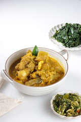Gulai Tunjang or Kikil or Gulai Kaki Sapi is a popular spicy cow's trotter curry in Padang (West Sumatra-Indonesia) cuisine. Food preparation for the feast of Eid al-Fitr and Eid al-Adha