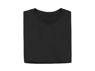 Isolated fold black blank fold T-shirt product for design concept mock up.