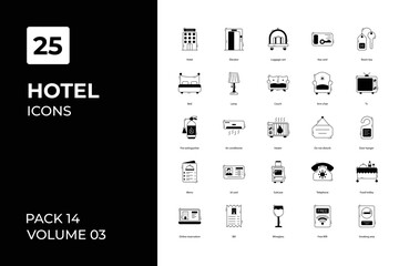 Hotel icons collection. Set vector line with elements for mobile concepts and web apps. Collection modern icons.