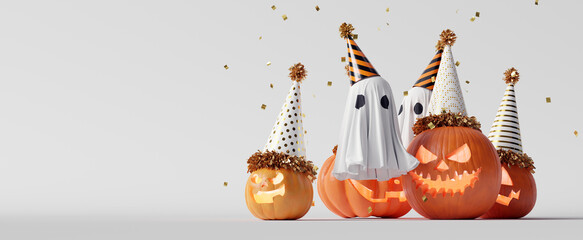 Happy Halloween party background. 3d rendering - obrazy, fototapety, plakaty