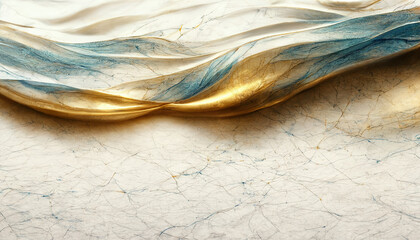 Fototapeta na wymiar Abstract luxury marble background. Digital art marbling texture. Blue, gold and white colors 