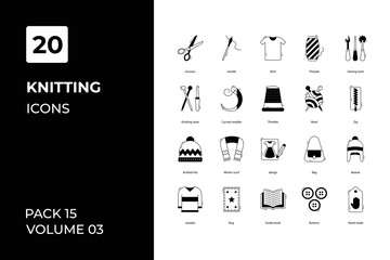 Knitting icons collection. Set vector line with elements for mobile concepts and web apps. Collection modern icons.