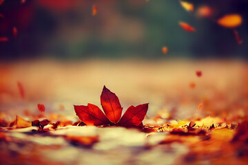 Beautiful autumn leaves background in the park.AI