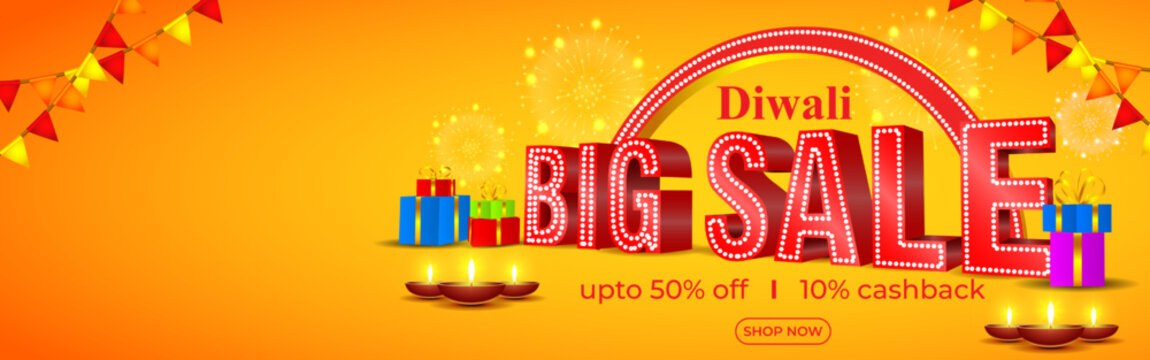Vector illustration of Happy Diwali Sale banner template