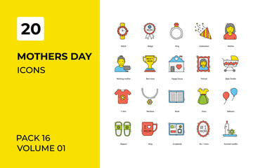 Fototapeta na wymiar Mother day icons collection. Set vector line with elements for mobile concepts and web apps. Collection modern icons.