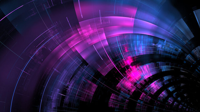 Abstract futuristic glowing geometric background, digital space. 3d illustration