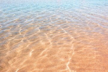 Sea water with highlights and ripples. Ocean or lake shore. Sunny day. Rest, travel. Copy space