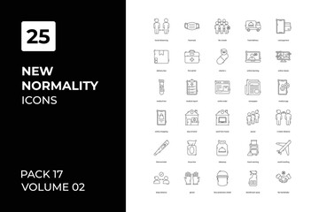 New Normality icons collection. Set vector line with elements for mobile concepts and web apps. Collection modern icons.