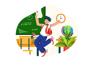 Happy Students With Backpacks Are Jumping