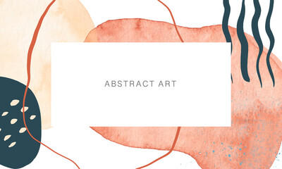 Abstract art background. watercolor stains. Irregular shapes. Texture brushes. Smears of paint. Circles and wavy lines. Hand drawn.