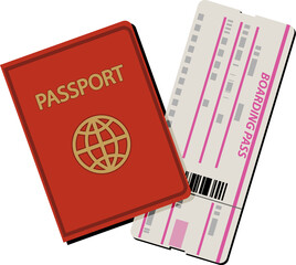 Passport and boarding pass ticket