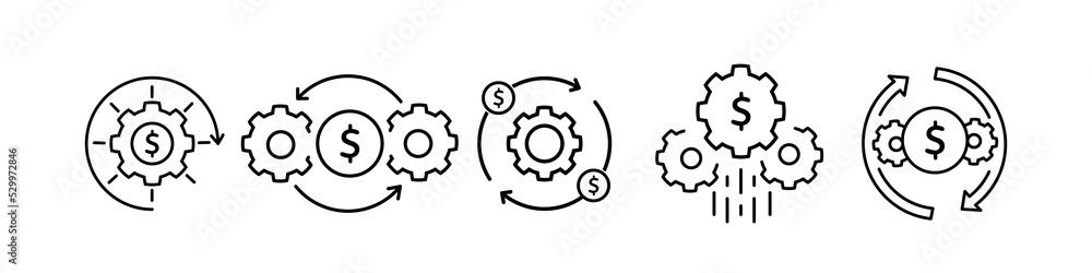 Aufkleber efficient use of funds or money management icon set. thin line trend modern fin tech or capital logo