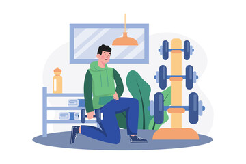 Man Training With Weightlifting Illustration concept on white background