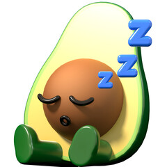 Sleeping avocado 3D character illustration