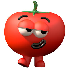 Smirking tomato 3D character illustration