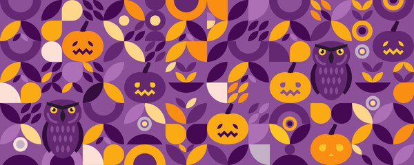 Neo geo banner halloween. Horizontal, artistic, colorful, abstract, background banner.