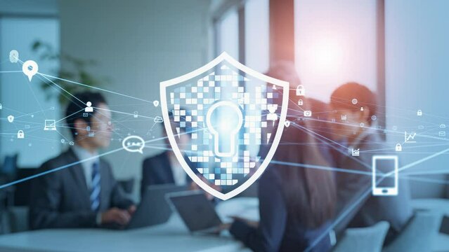 Group of business people meeting and cyber security concept. network defense. protection. - Powered by Adobe