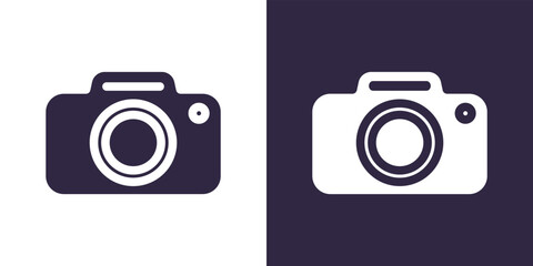 Photo camera icon. Isolated black and white vector silhouette.