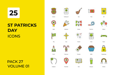 Fototapeta na wymiar St patricks day icons collection. Set vector line with elements for mobile concepts and web apps. Collection modern icons.