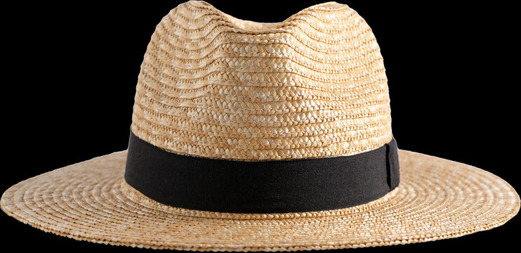 Summer straw hat isolated. Headdress Fedor hat style.