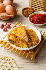 Padang Food - Fried Scrambled Eggs (Indonesian : Telur Dadar Padang) is a dish originating from West Sumatra