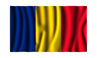 Romania flag in beautiful waving 3d illustration