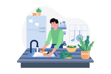 Cooking and Kitchen Illustration concept on white background