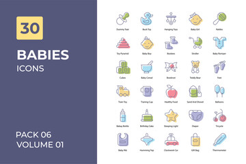 Babies icons collection. Set vector line with elements for mobile concepts and web apps. Collection modern icons.