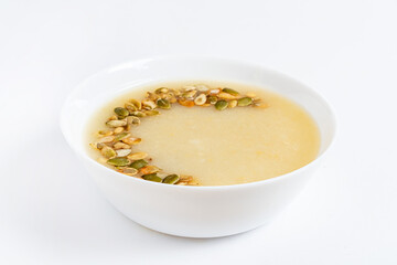 Healthy vegan cauliflower cream soup. diet food
