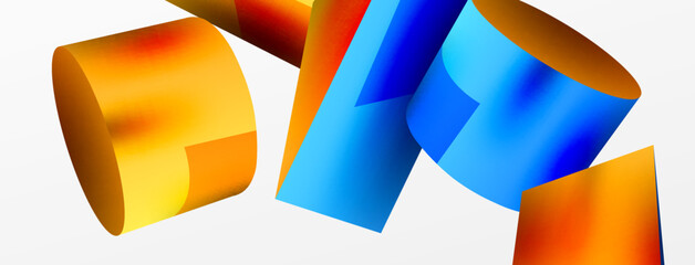 Vector 3d abstract background. Shapes 3d triangle and cylinder. Trendy techno business template for wallpaper, banner, background or landing