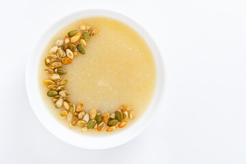 Healthy vegan cauliflower cream soup. diet food