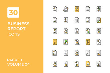 Business Report icons collection. Set vector line with elements for mobile concepts and web apps. Collection modern icons.