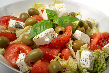 Greek Salad Closeup, Macro Photo of Fresh Garden Salat